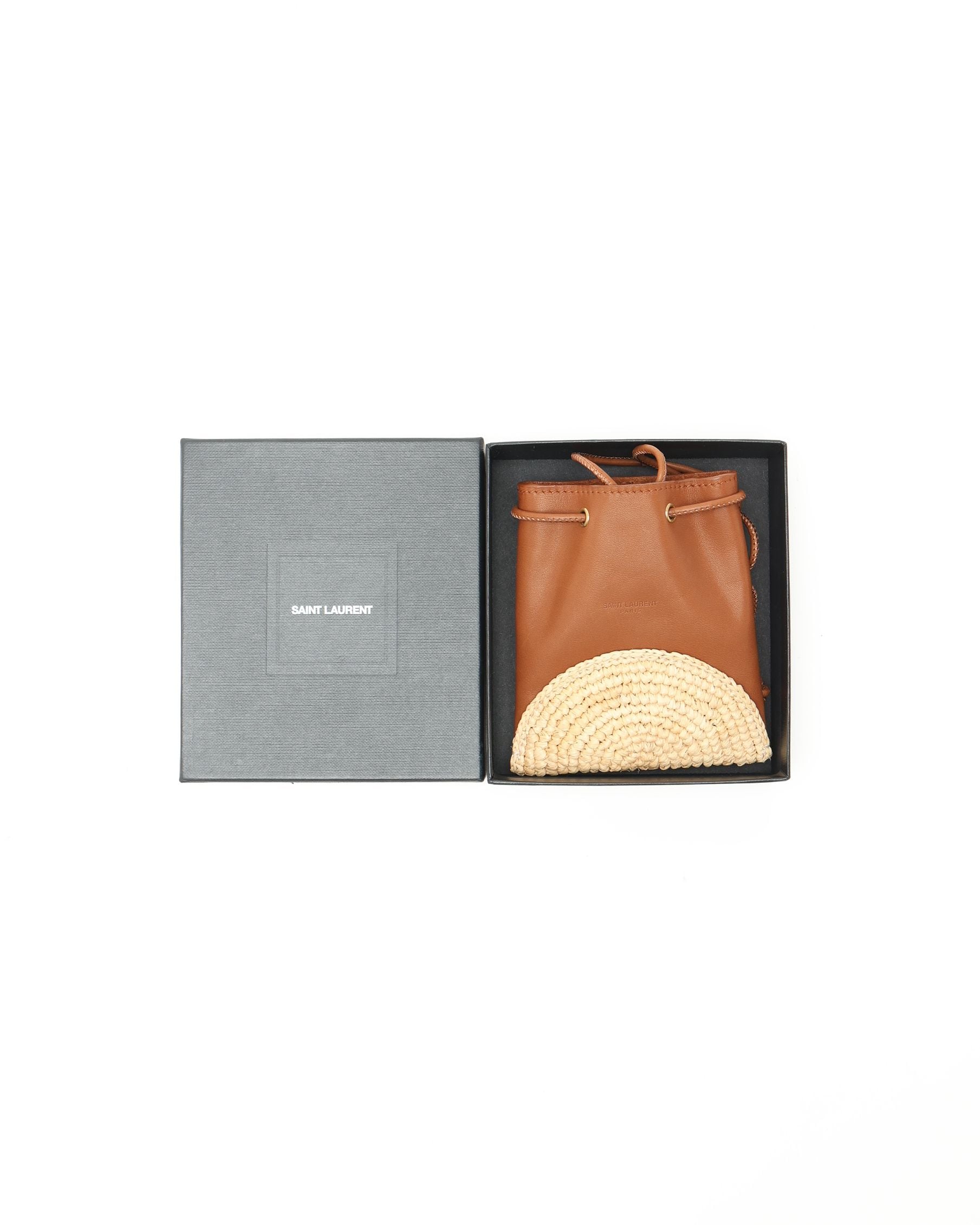 Saint Laurent Mini Pochon Bucket Bag In Brown