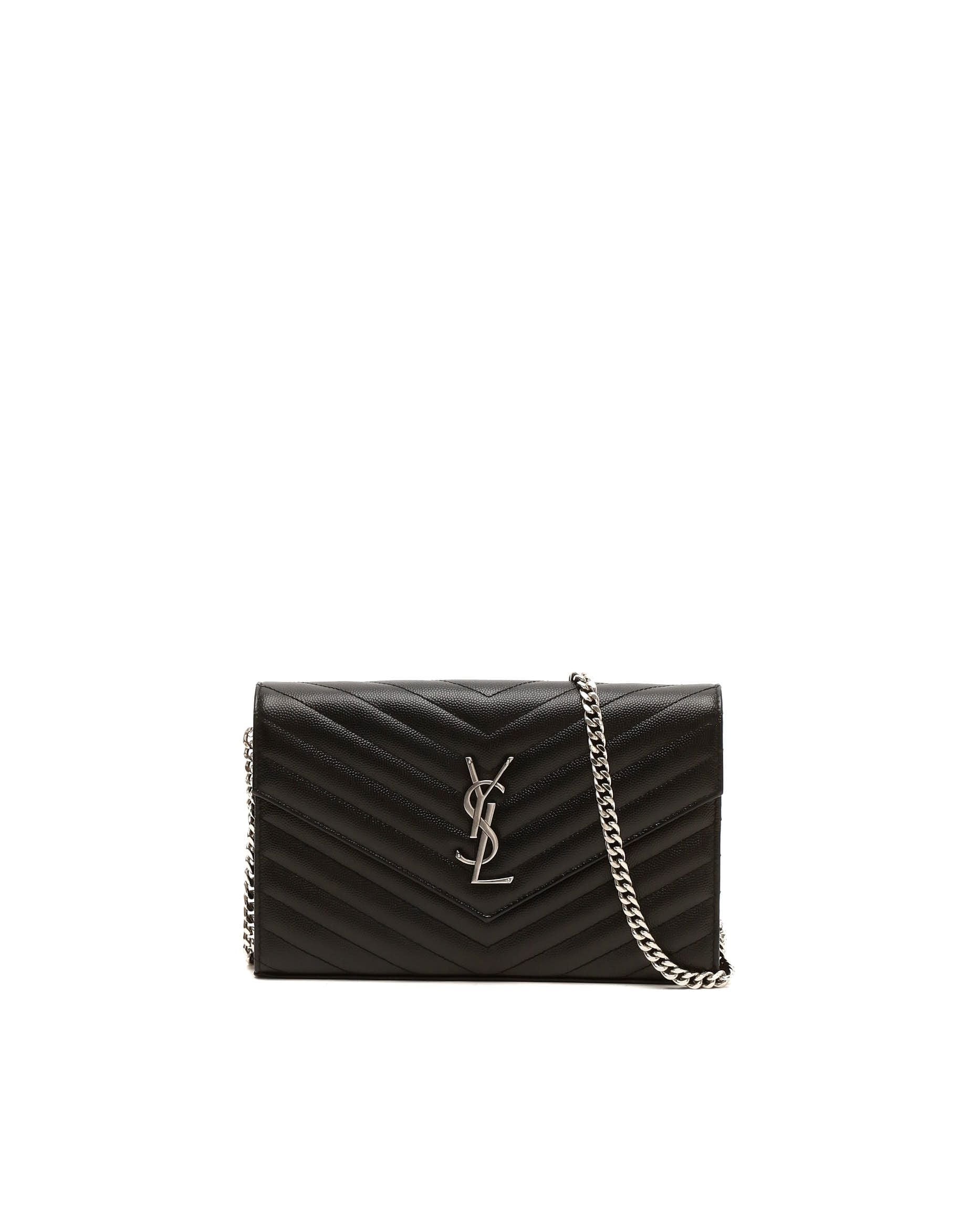 Saint Laurent Classic Cassandre Chain Wallet Bag In Black