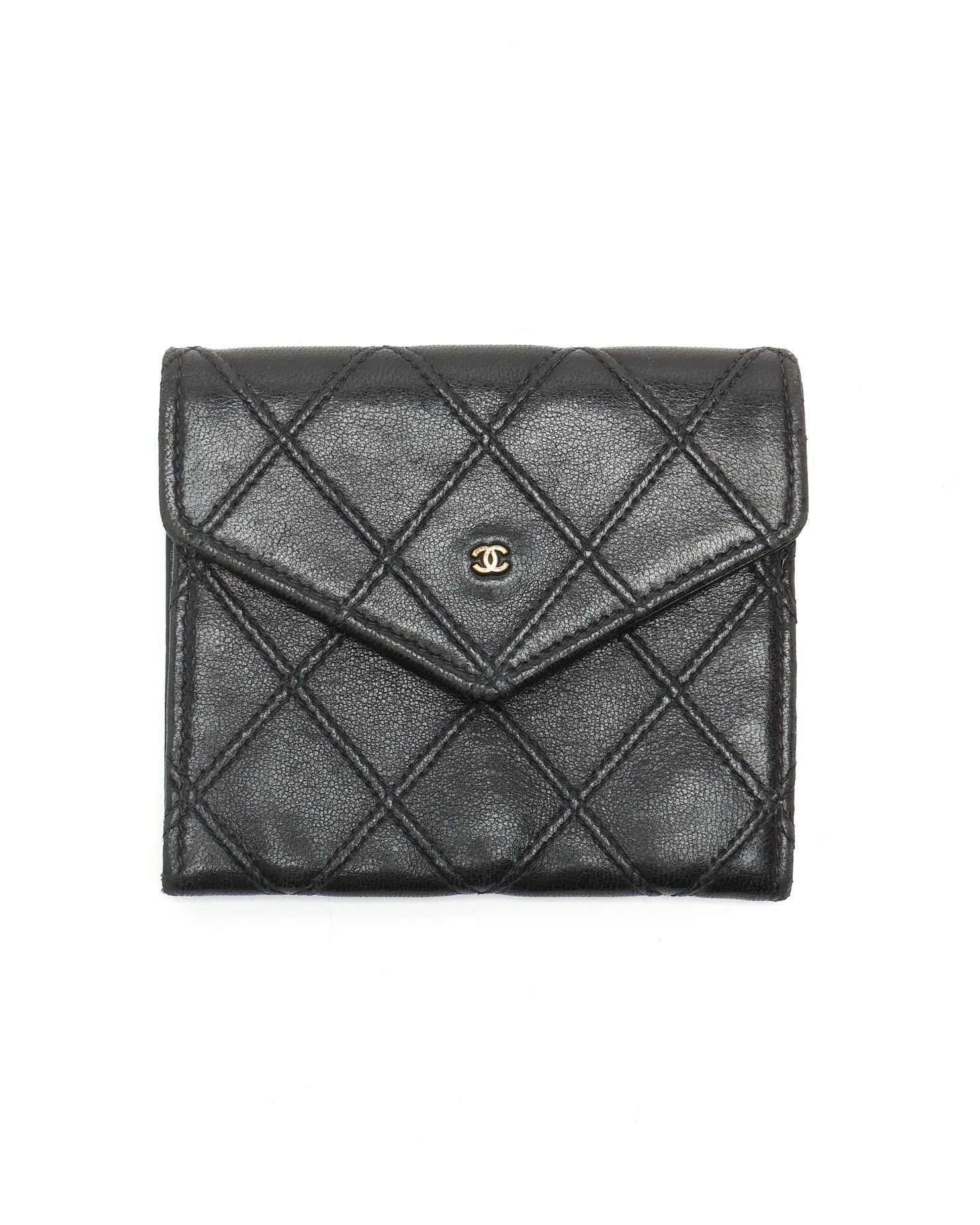 Pre-owned Chanel Flap Card Holder In Black