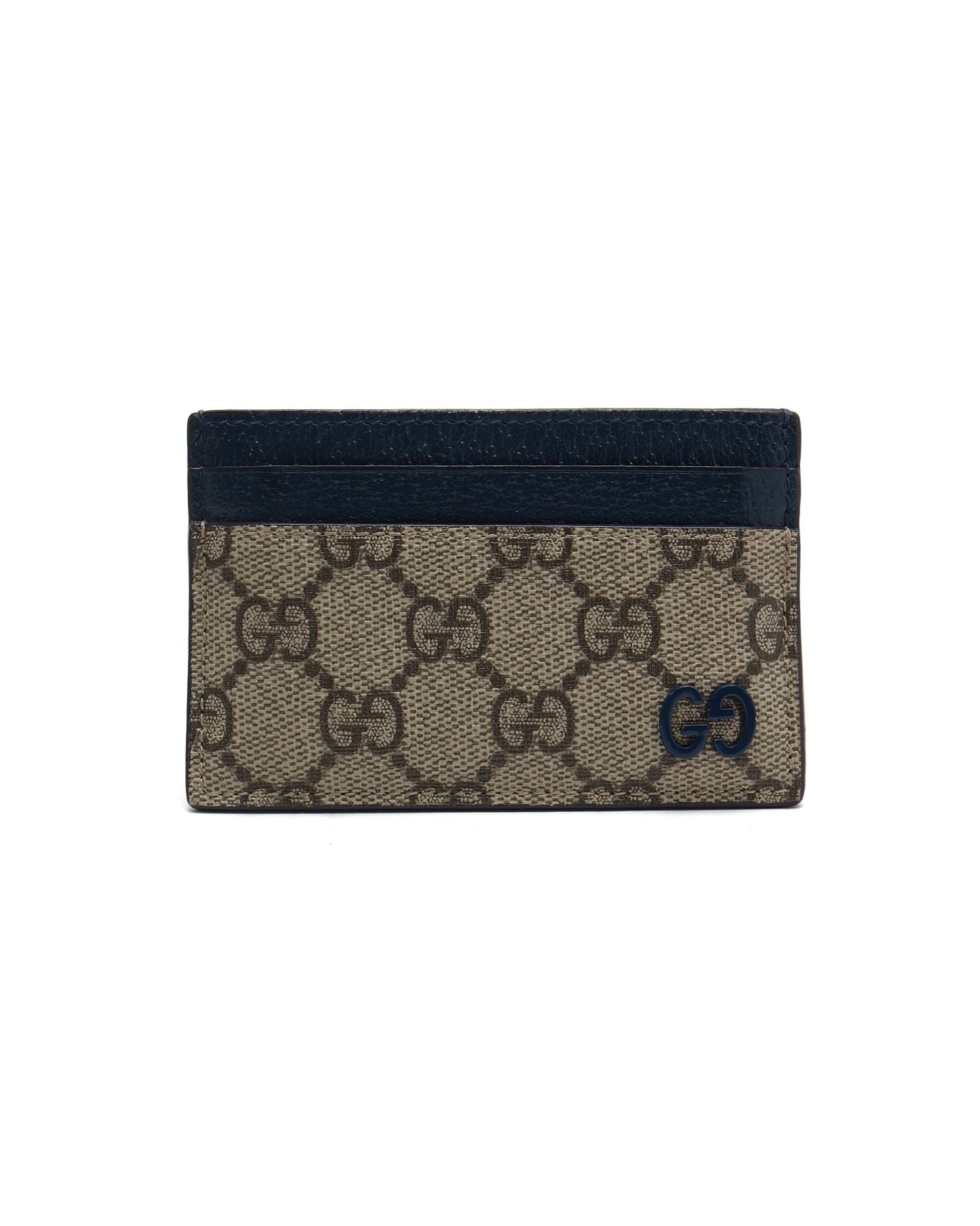 Pre-owned Gucci Gg Supreme Card Holder In Beige