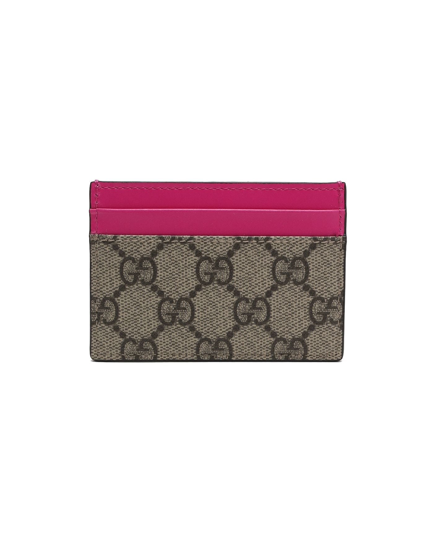 Pre-owned Gucci Gg Supreme Card Holder In Beige