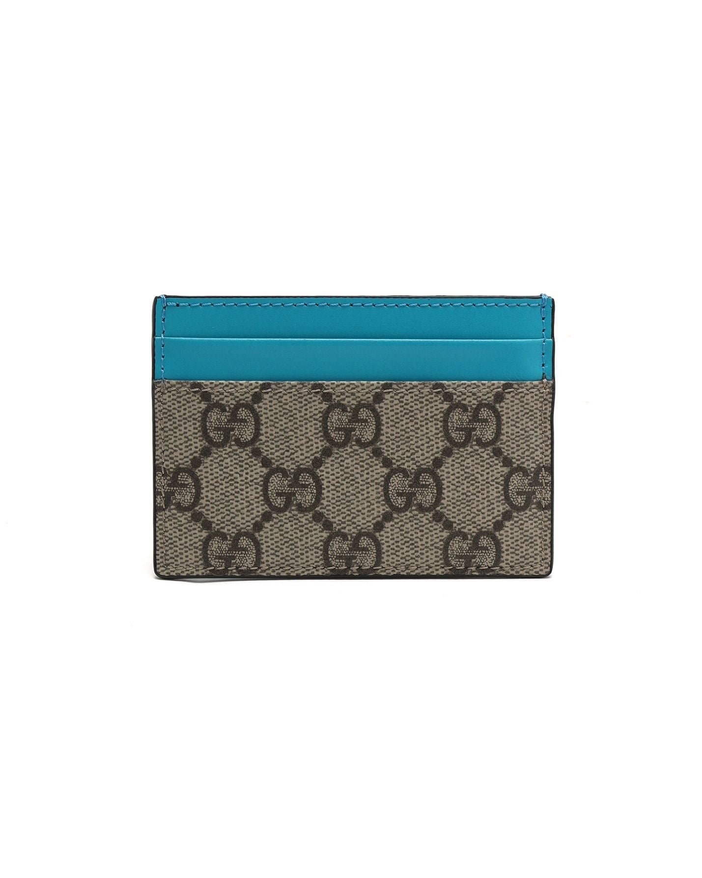 Pre-owned Gucci Gg Supreme Card Holder In Beige
