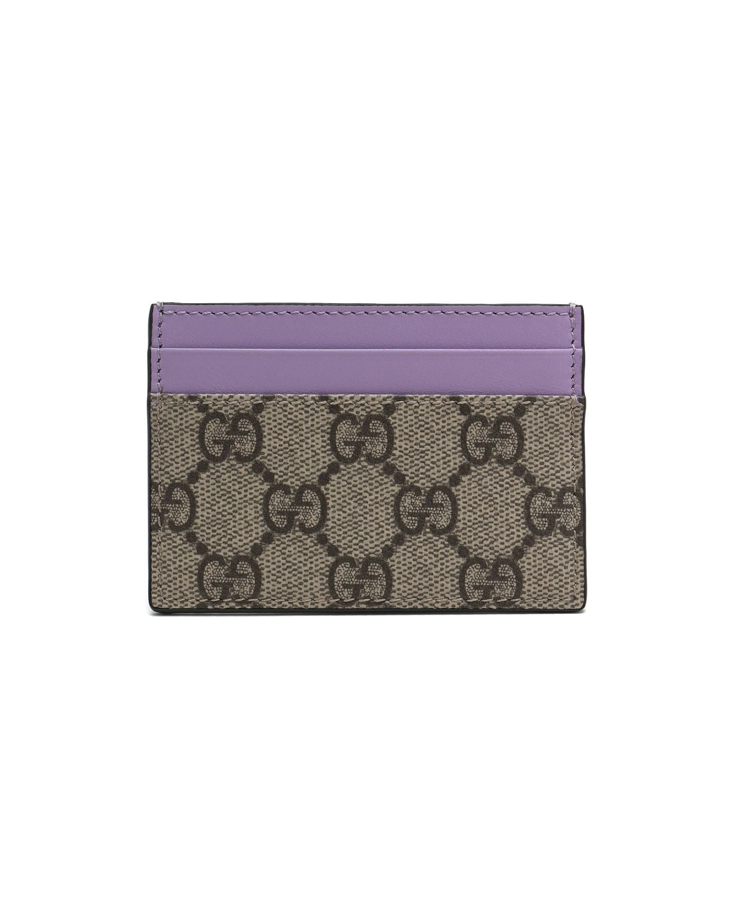 Pre-owned Gucci Gg Supreme Card Holder In Beige