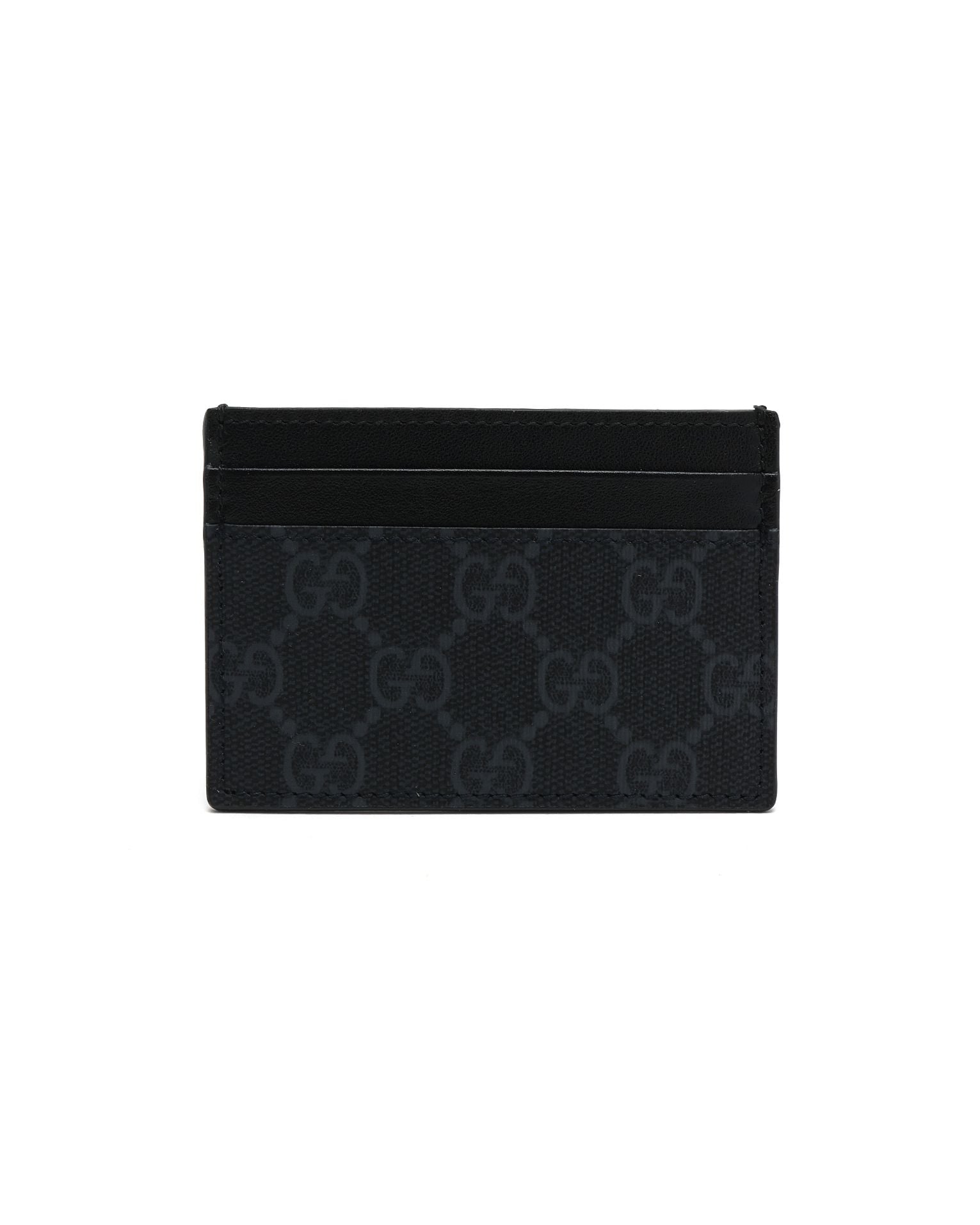 Pre-owned Gucci Gg Supreme Card Case In Black
