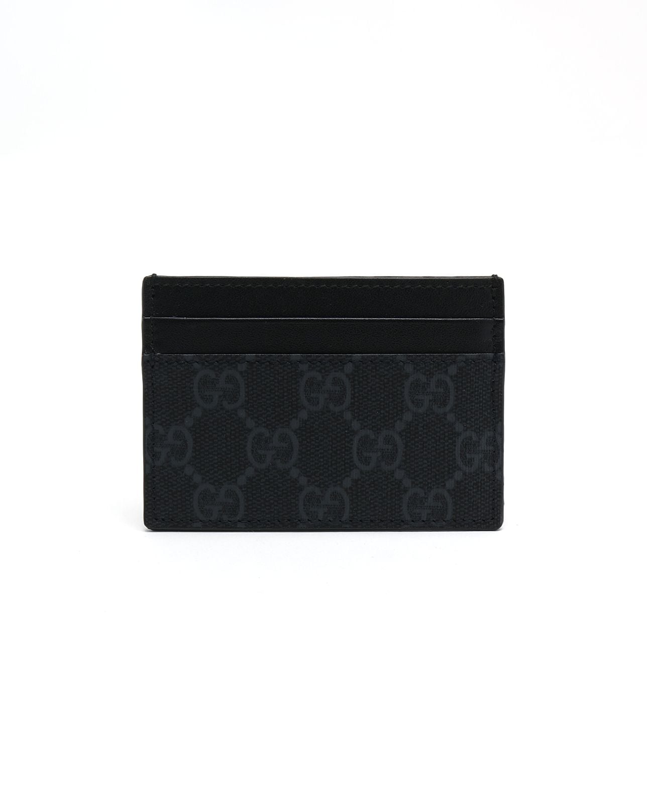 Pre-owned Gucci Gg Supreme Card Holder In Black
