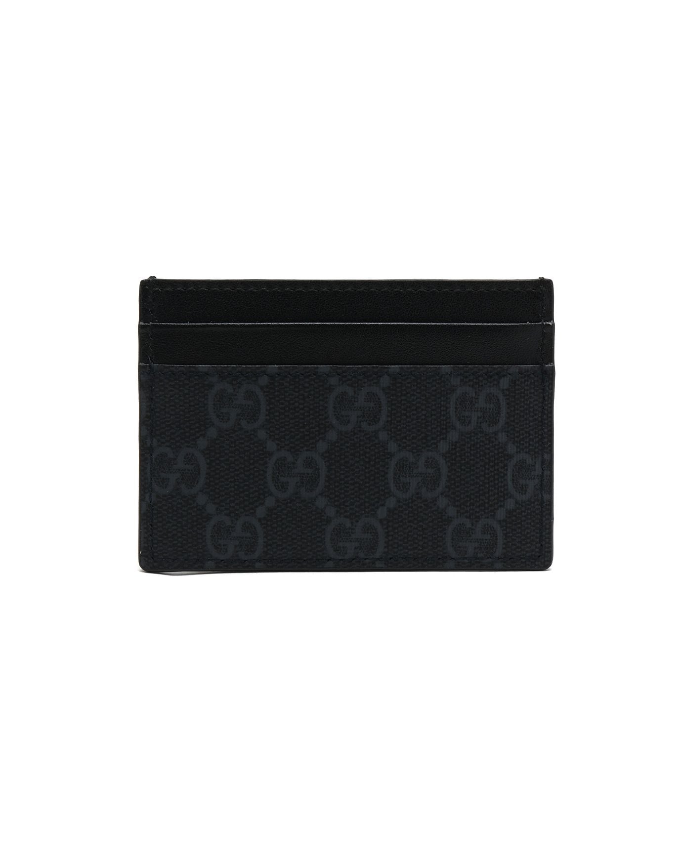 Pre-owned Gucci Gg Supreme Card Holder In Black