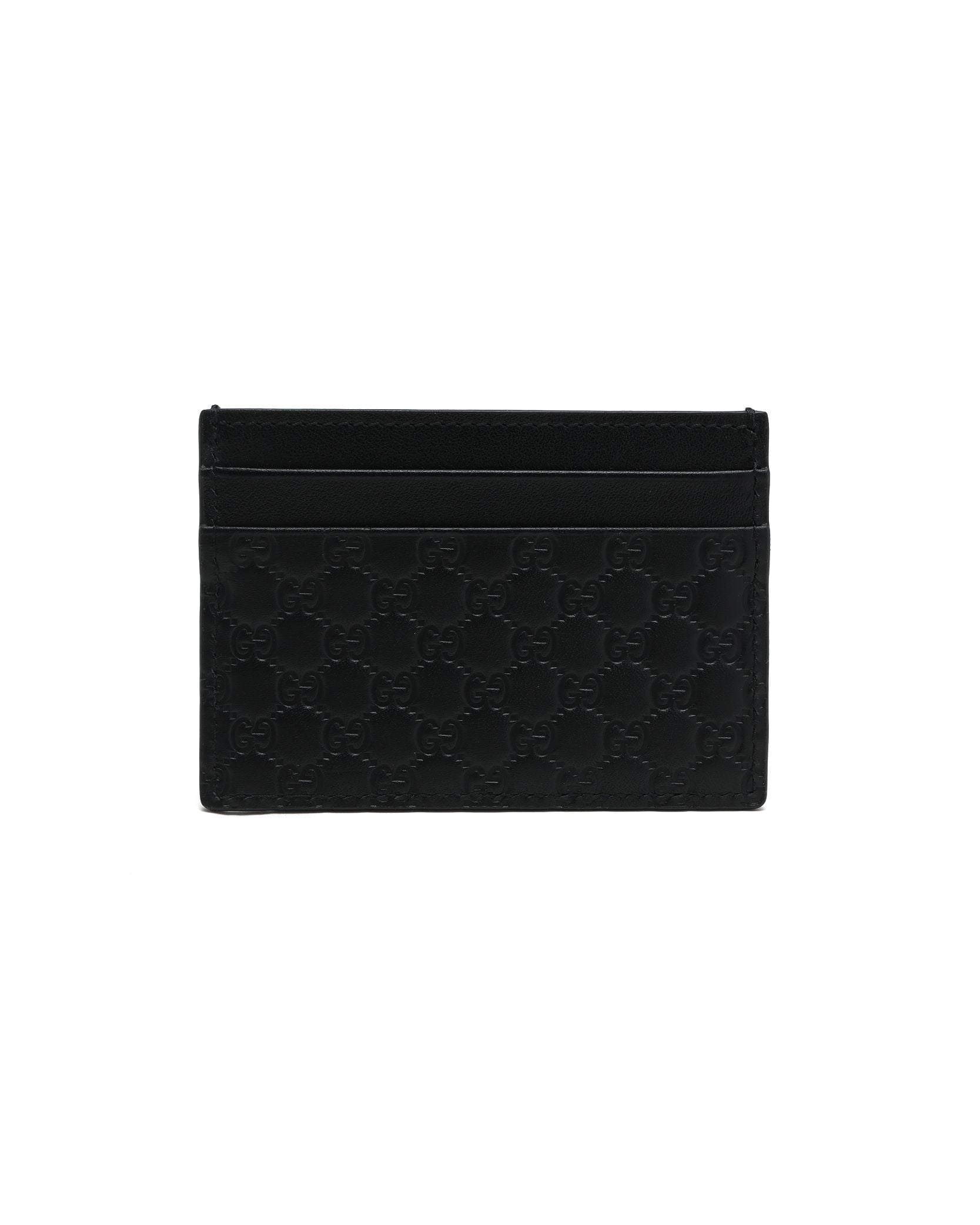 Pre-owned Gucci Ssima Card Holder In Black