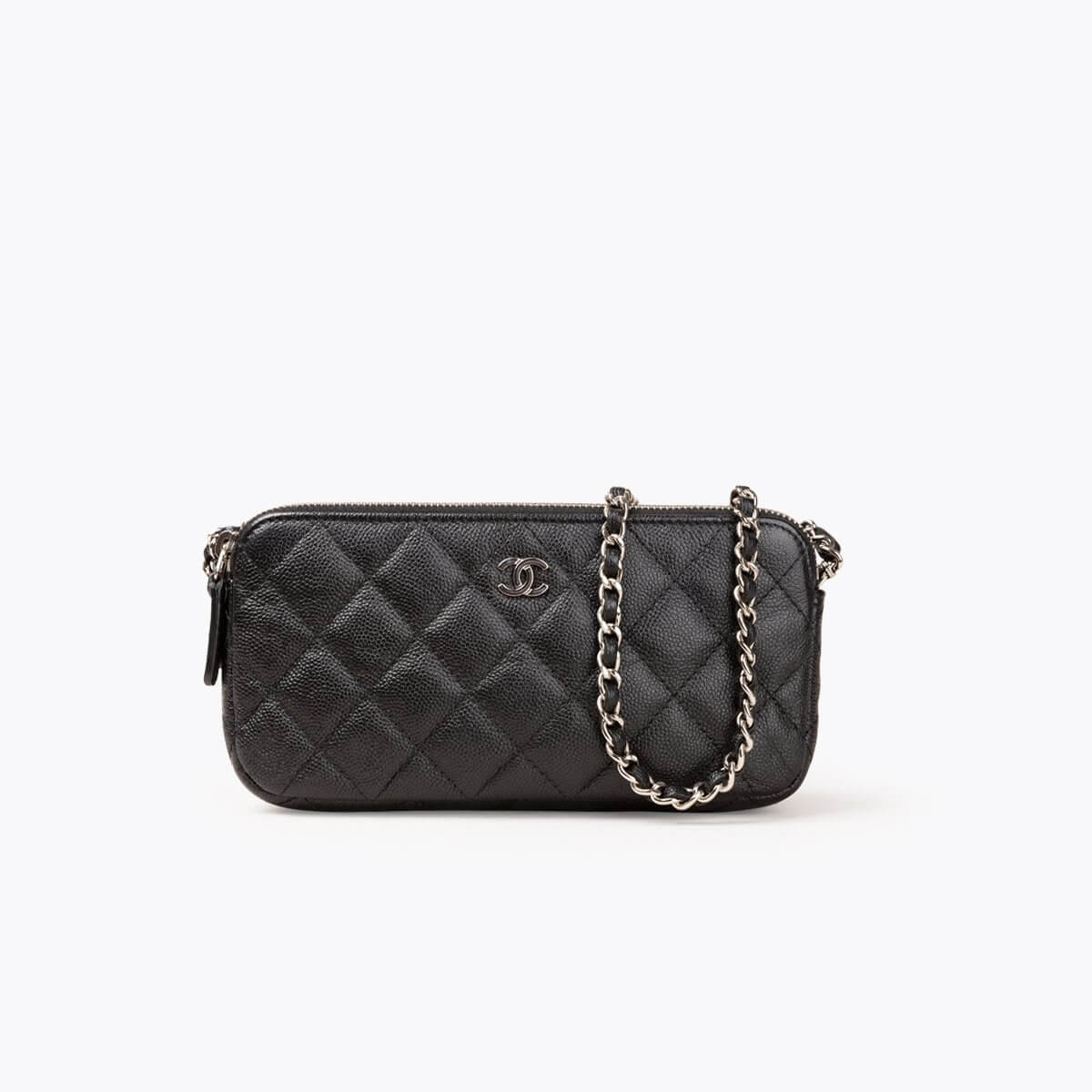 CHANEL Double Caviar Zip Wallet On Chain