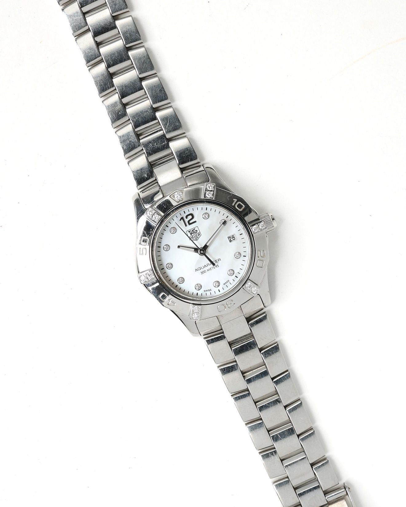 Pre-owned Tag Heuer Aquaracer 28mm 2007 Full Set Diamond Watch In Other