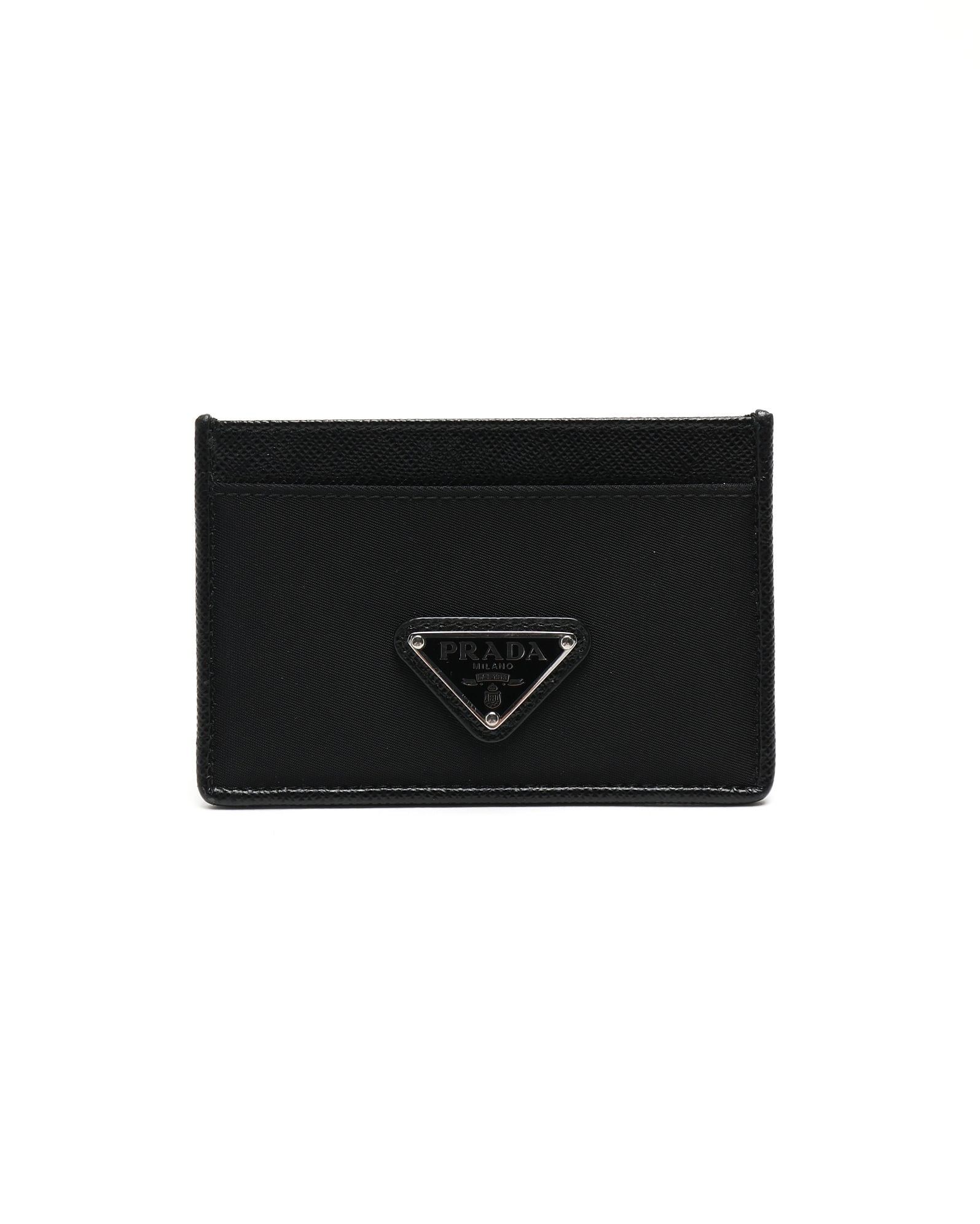 Pre-owned Prada Saffiano Card Holder In Black