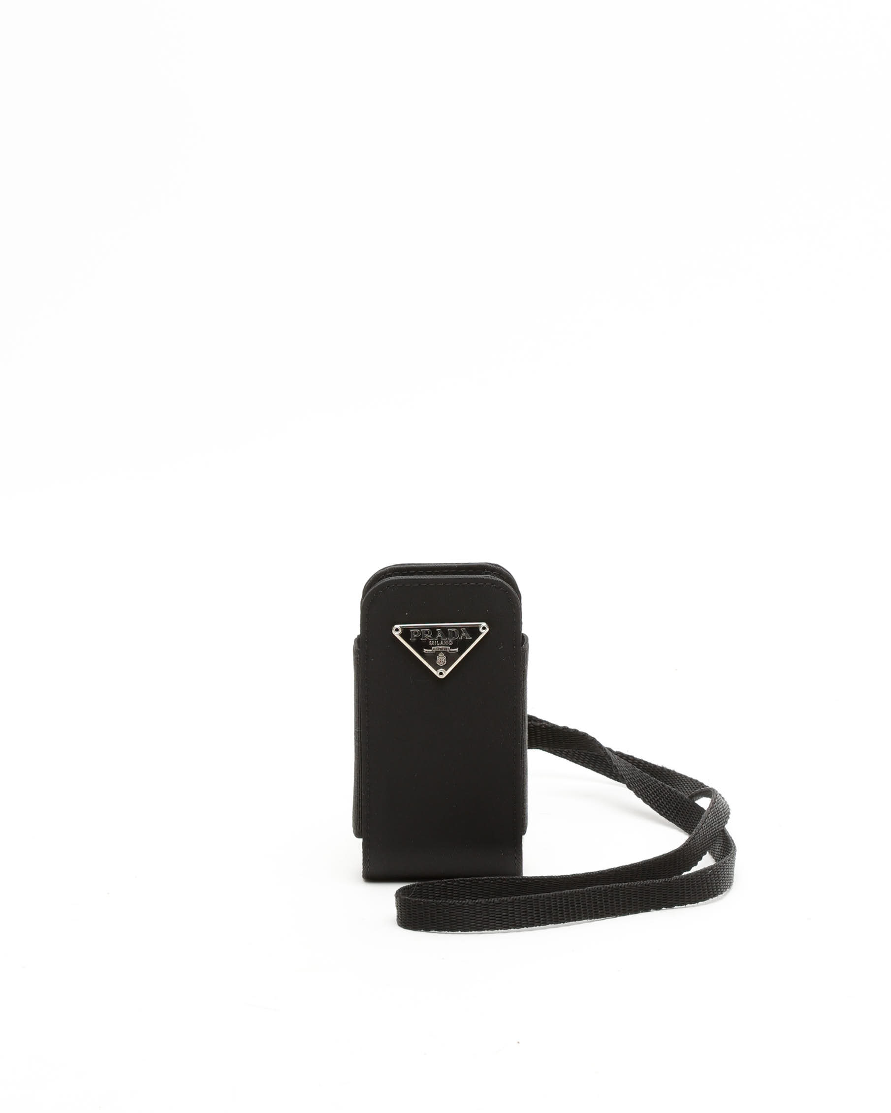 PRADA Black Tessuto Cell Phone Holder Pouch
