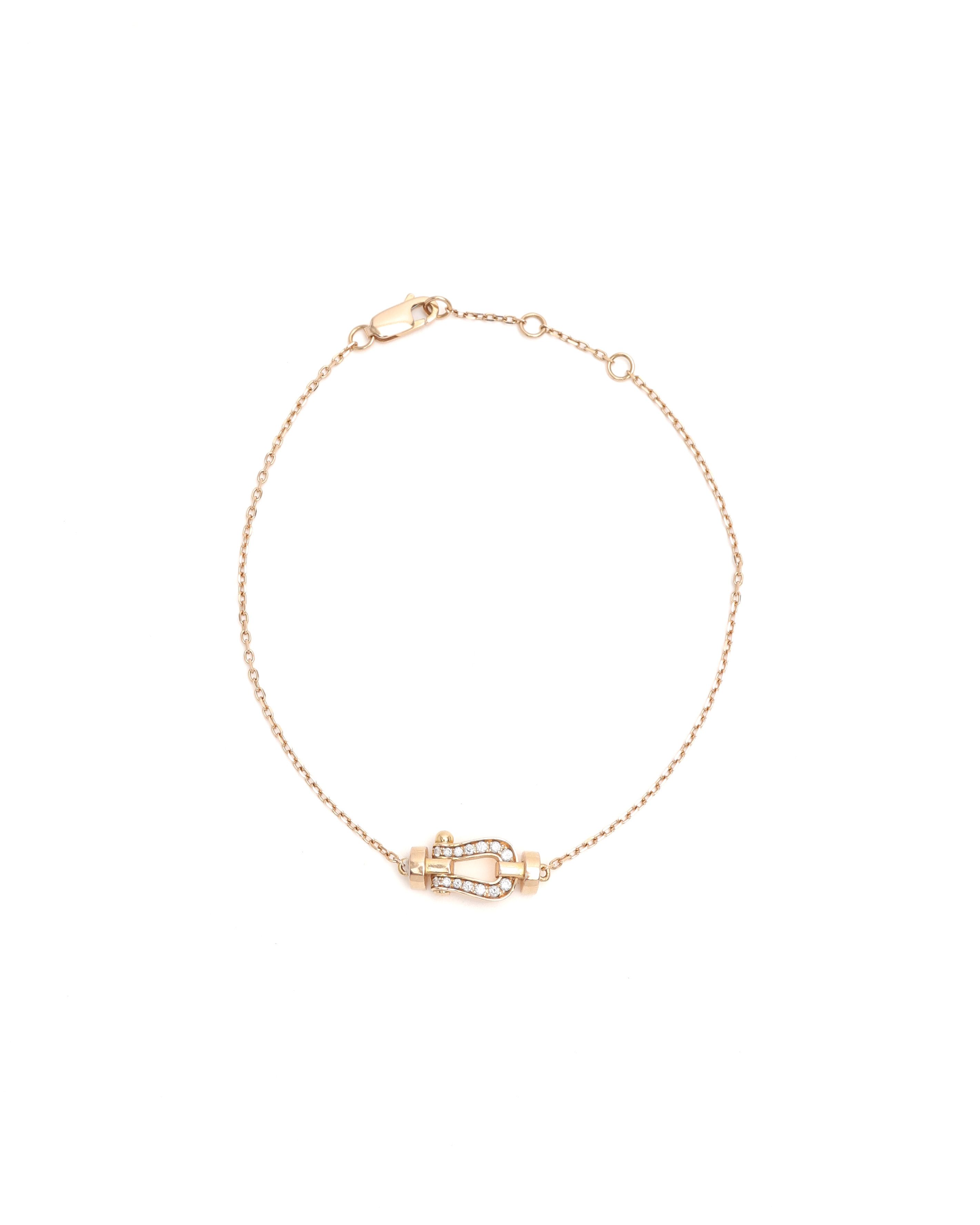 Pre-owned Fred Force 10 Bracelet, Small Model In 18kt Yellow Gold And Diamonds