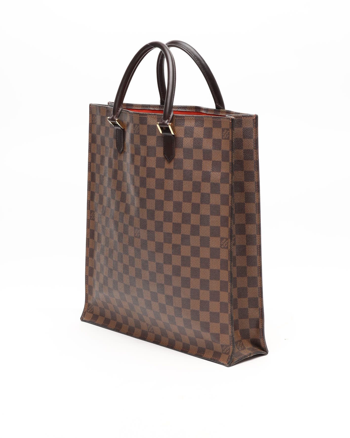 LOUIS VUITTON Damier Ebene Sac Plat GM Handbag
