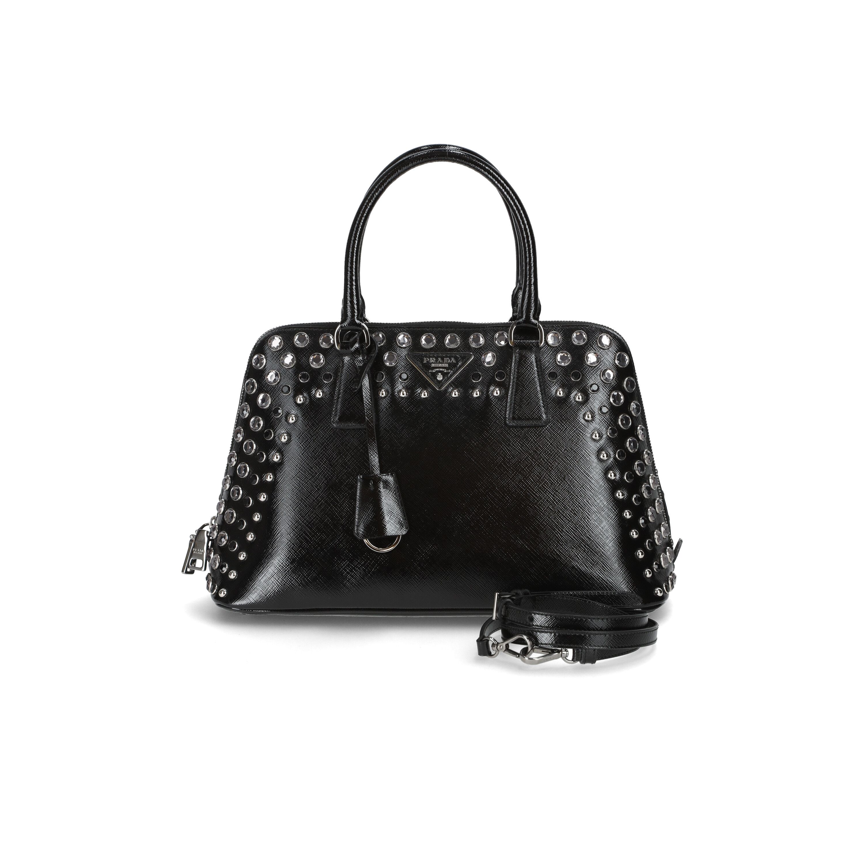 PRADA Studded Saffiano Promenade Bag