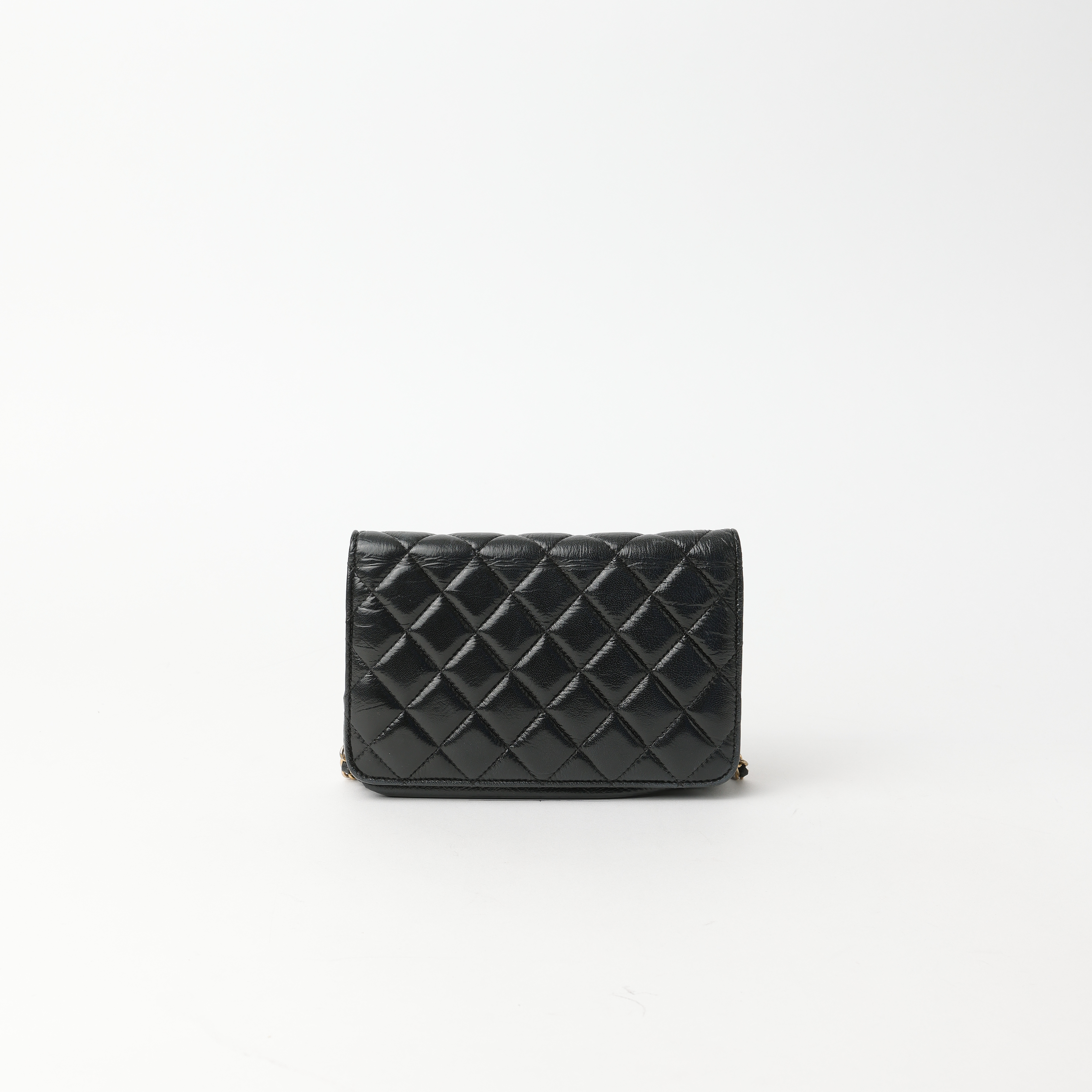 Pre-owned Chanel Quilted Leather Wallet On Chain