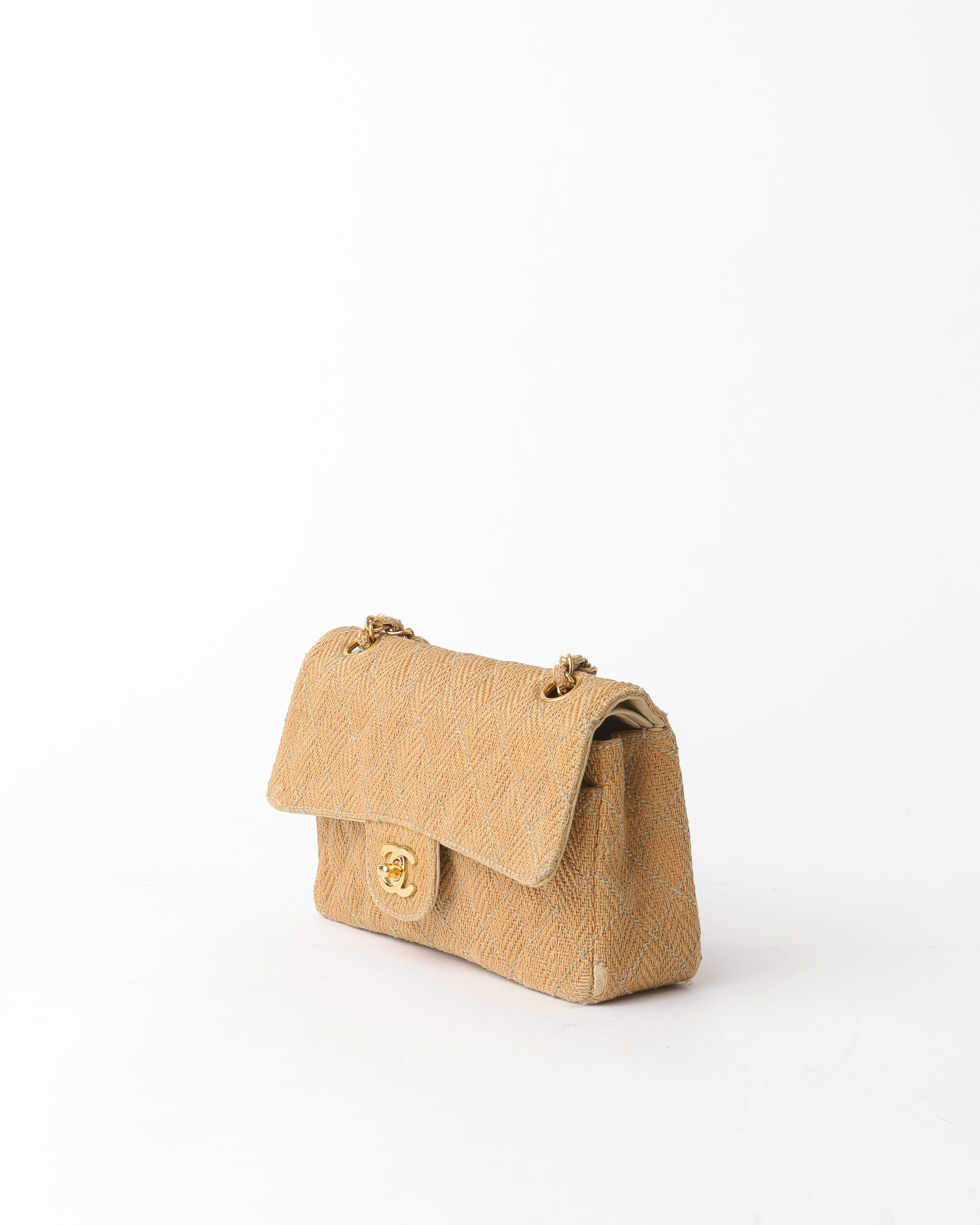 Pre-owned Chanel Classic Small Straw Double Flap Bag
