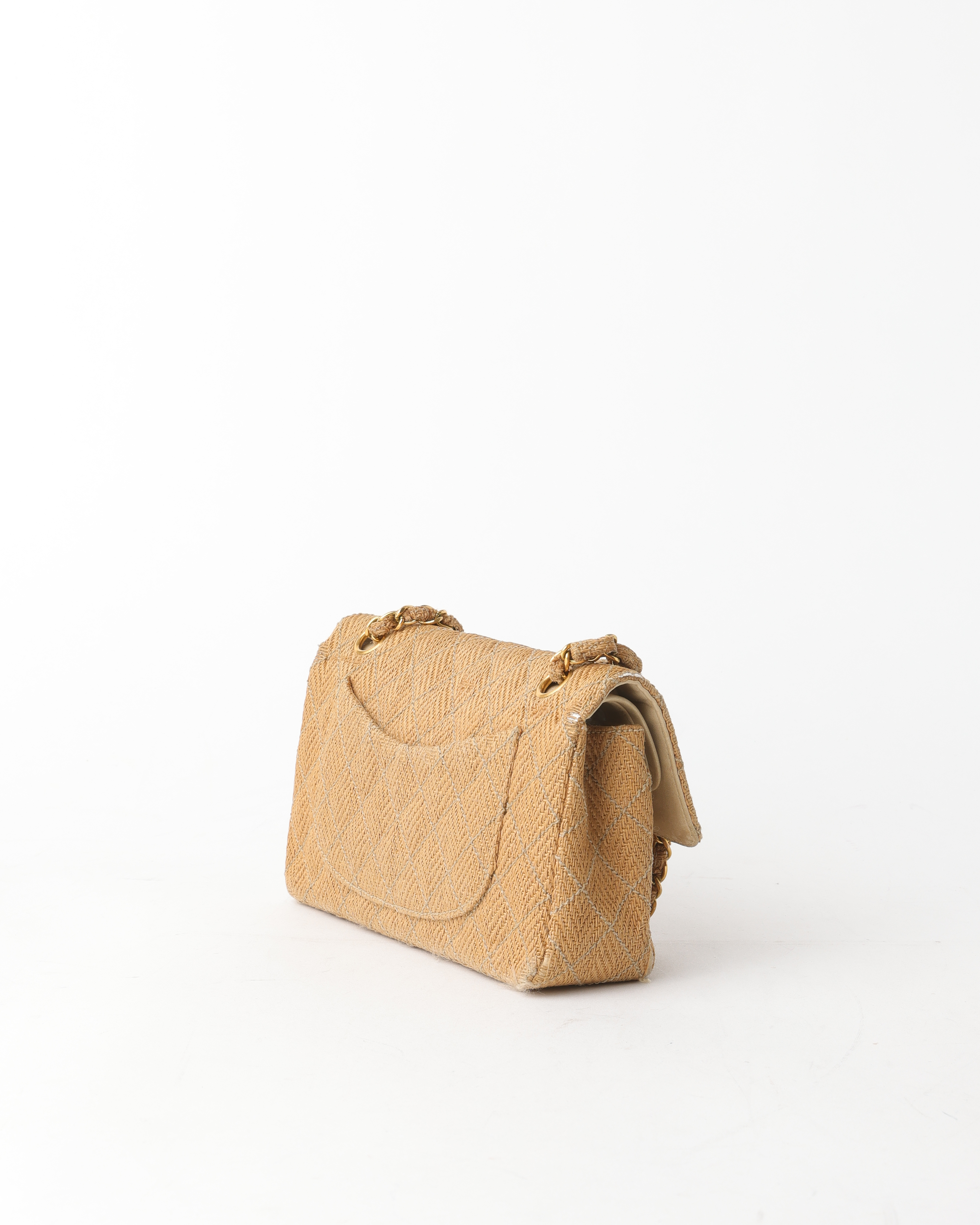 Pre-owned Chanel Classic Small Straw Double Flap Bag