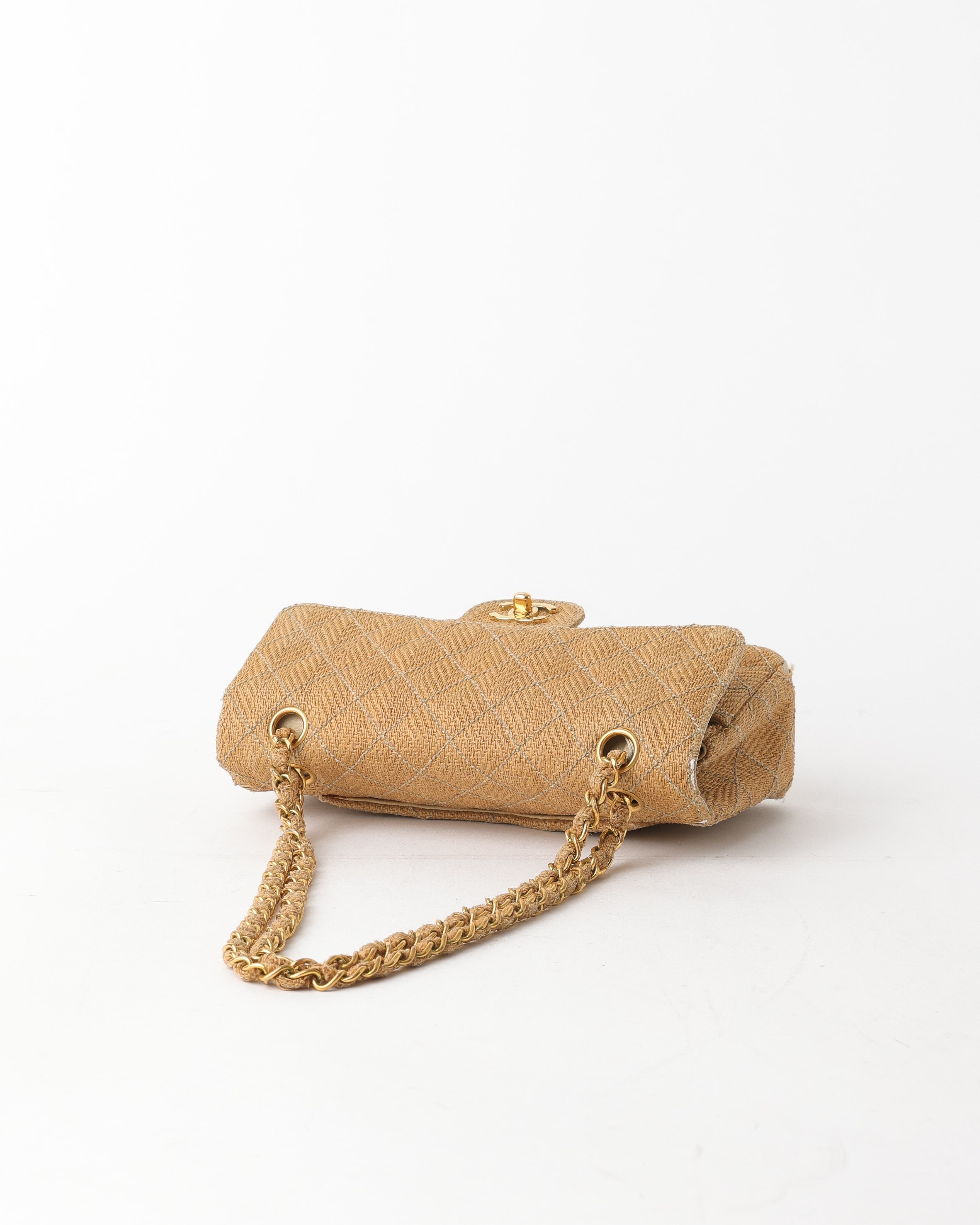 Pre-owned Chanel Classic Small Straw Double Flap Bag